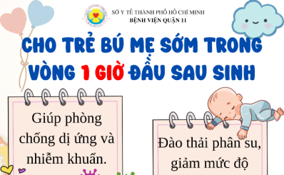 Cho trẻ bú mẹ sớm trong vòng 1 giờ đầu sau sinh